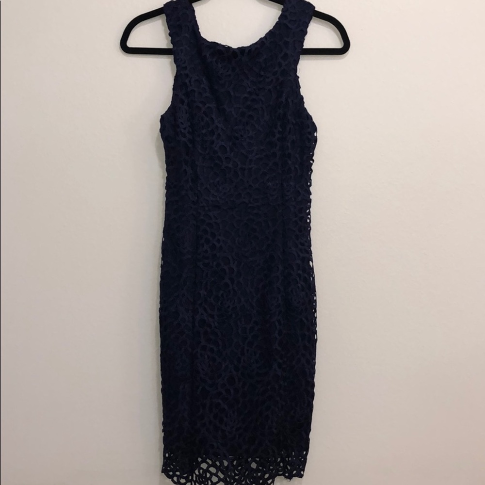 Boutique navy blue lace dress